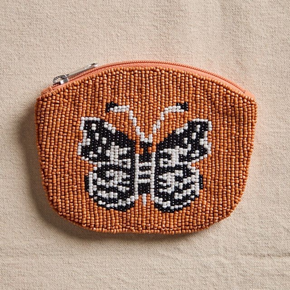 Free People Mariposa New with Tags Beaded Butterfly Clutch - Orange